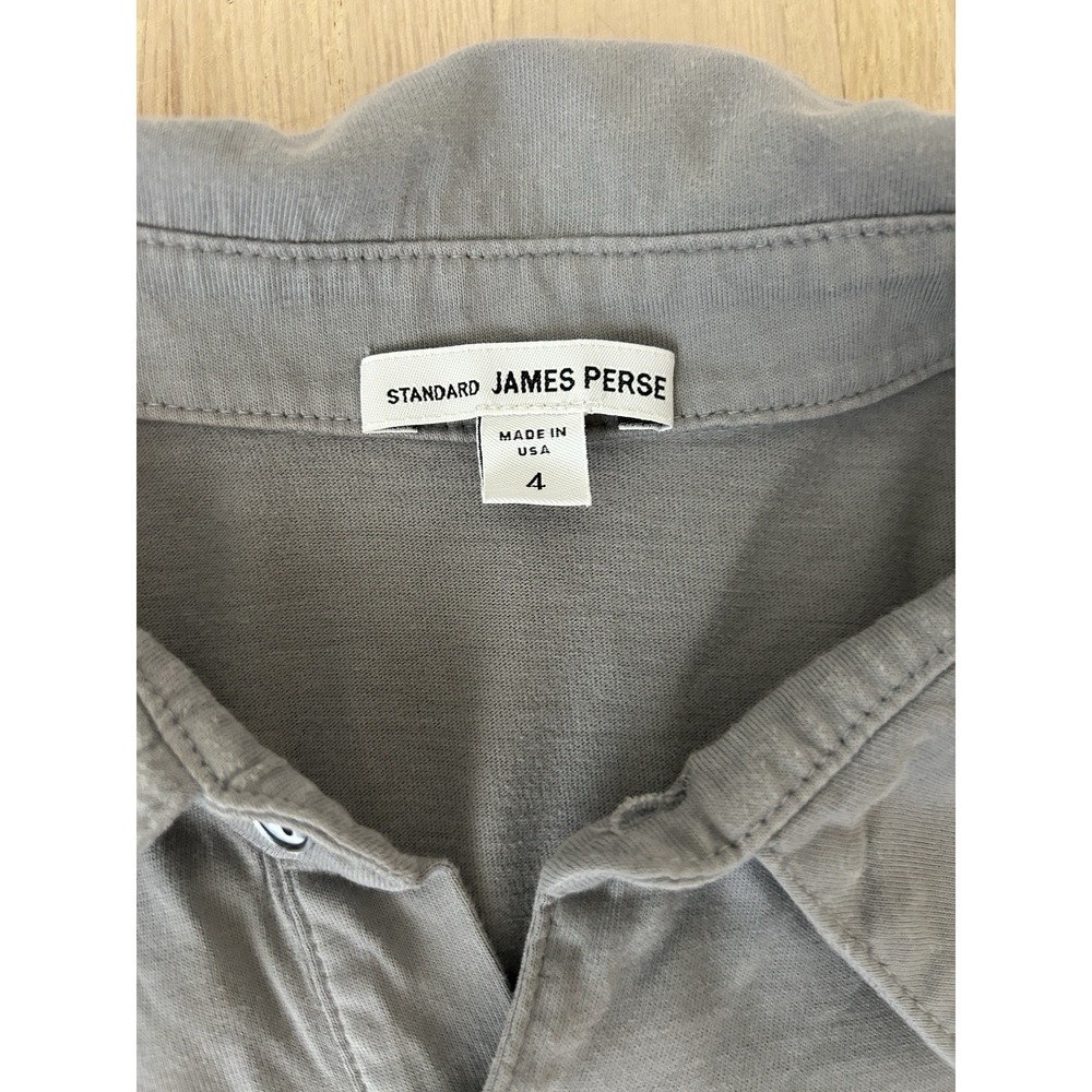 JAMES PERSE Gray Polo Shirt Size 4 XL Short Sleeve Supima Cotton USA MSX3337 - Picture 3 of 6